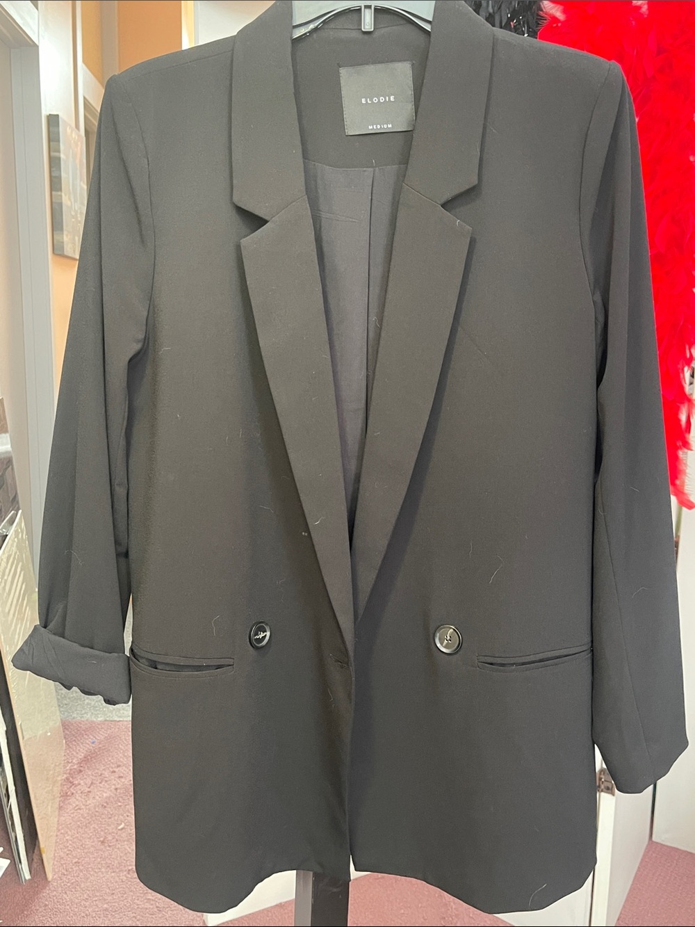 Elodie black long double-breasted blazer - size M